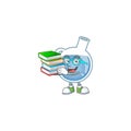 Cool and clever Student blue potion mascot cartoon with book