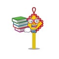 Cool and clever Student chinese knot mascot cartoon with book