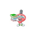 Cool and clever Student chinese red tops toy mascot cartoon with book Royalty Free Stock Photo