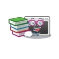 Cool and clever Student command window mascot cartoon with book