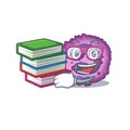 Cool and clever Student eosinophil cell mascot cartoon with book