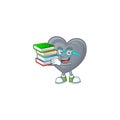Cool and clever Student grey love mascot cartoon with book
