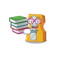 Cool and clever Student pencil sharpener mascot cartoon with book