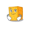 Cool colby jack cheese mascot character with Smirking face