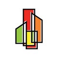 Cool Colorful City Building Modern Construction Realty Logo