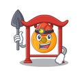 Cool confident Miner chinese gong Scroll cartoon character design