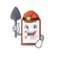 Cool confident Miner clipboard Scroll cartoon character design