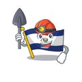 Cool confident Miner flag el salvador Scroll cartoon character design