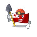 Cool confident Miner flag tonga Scroll cartoon character design