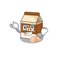 Cool confident Successful hazelnut milk cartoon character style