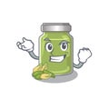 Cool confident Successful pistachio butter cartoon character style