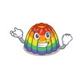 Cool confident Successful rainbow jelly cartoon character style Royalty Free Stock Photo