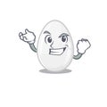 Cool confident Successful white egg cartoon character style