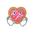 Cool cookie heart mascot character with Smirking face