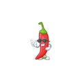 Cool and cool red chili character wearing black glasses