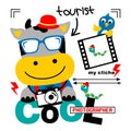Cool cow the tourist funny animal cartoon