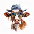 cool cow watercolor illustration