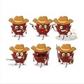 Cool cowboy brown autumn leaf cartoon character with a cute hat