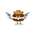 Cool cowboy cartoon design of whoopie pies holding guns