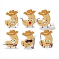 Cool cowboy cashew nuts cartoon character with a cute hat