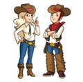 Cool Cowboy Couple Color Illustration Design