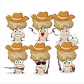 Cool cowboy hedgehog mushroom cartoon character with a cute hat Royalty Free Stock Photo