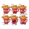 Cool cowboy hot chocolate with gingerbread cartoon character with a cute hat Royalty Free Stock Photo