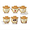 Cool cowboy lemon meringue pie cartoon character with a cute hat