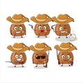 Cool cowboy mate tea cartoon character with a cute hat Royalty Free Stock Photo