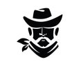 Cool Cowboy with Moustache Silhouette