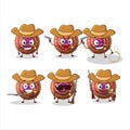 Cool cowboy orange spiral gummy candy cartoon character with a cute hat