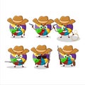 Cool cowboy rainbow candy cartoon character with a cute hat
