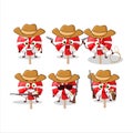 Cool cowboy red white peppermint lolipop cartoon character with a cute hat