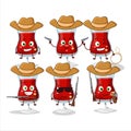 Cool cowboy red wine cartoon character with a cute hat