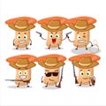 Cool cowboy safron milkcap cartoon character with a cute hat Royalty Free Stock Photo