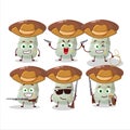 Cool cowboy suillus mushroom cartoon character with a cute hat Royalty Free Stock Photo