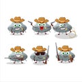 Cool cowboy UFO gray gummy candy cartoon character with a cute hat