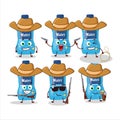 Cool cowboy water bottle cartoon character with a cute hat