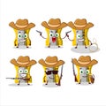 Cool cowboy yellow pencil sharpener cartoon character with a cute hat