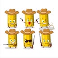 Cool cowboy yellow ruler cartoon character with a cute hat