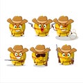 Cool cowboy yellow sugar candy cartoon character with a cute hat