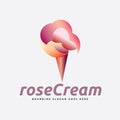 Cool Crimson Rose Icecream Logo Royalty Free Stock Photo