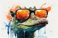 Cool Crocodile with Sunglasses - Graphic Art Illustration Colorful Art