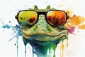 Cool Crocodile with Sunglasses - Graphic Art Illustration Colorful Art