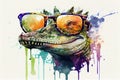 Cool Crocodile with Sunglasses - Graphic Art Illustration Colorful Art