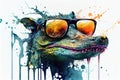 Cool Crocodile with Sunglasses - Graphic Art Illustration Colorful Art