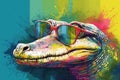 Cool crocodile wearing shades for summer getaway. Generative AI