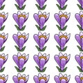 Cool crocus seamless pattern in vector.