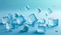 Cool cubes of ice ready to serve. Cold square ice cubes with various beverage. Generative AI, illustration