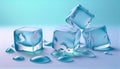 Cool cubes of ice ready to serve. Cold square ice cubes with various beverage. Generative AI, illustration